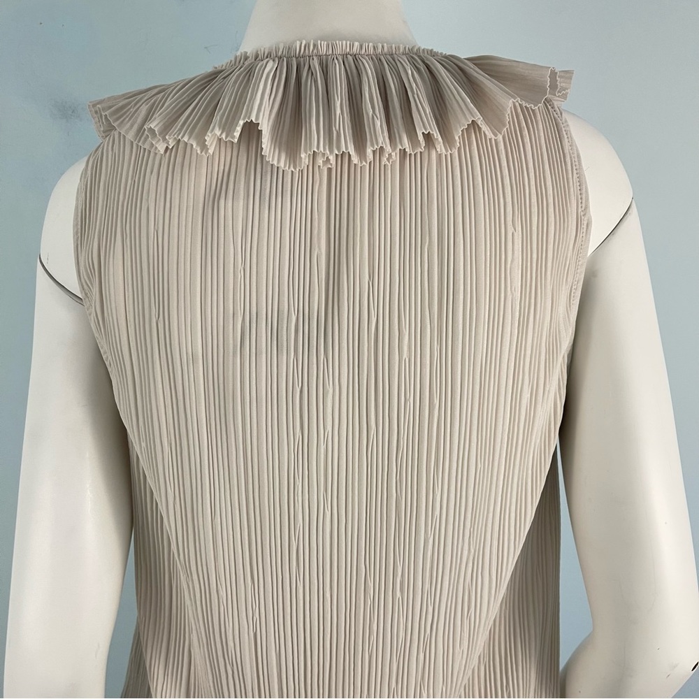 Zara Sleeveless V-neck Rufle Pleated Tie Front Top Blouse Size M - Picture 8 of 15
